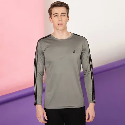 Trendy Men Solid Round Neck Full Sleeves Sports T-Shirt