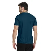 Stylish Navy Blue Polyester Tees For Men-thumb1