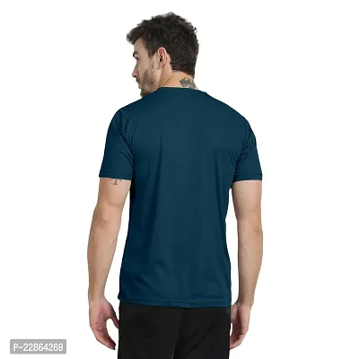 Stylish Navy Blue Polyester Tees For Men-thumb2