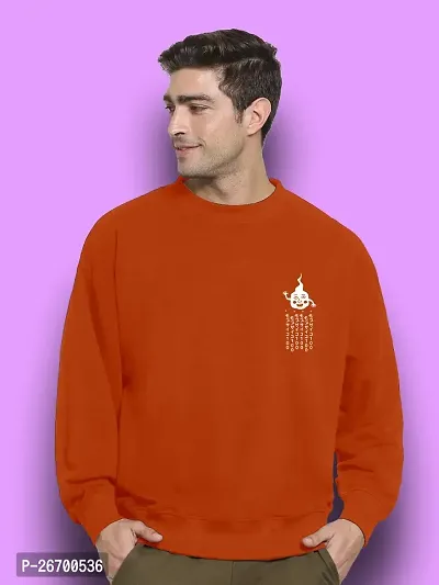 FTX Men Round Neck Printed Orange Sweatshirt-thumb0