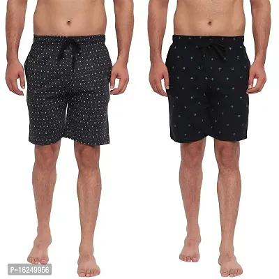 FTX Men's Printed Knitted Cottonpoly Shorts - Pack of 2 (714-1_714-3)-thumb0