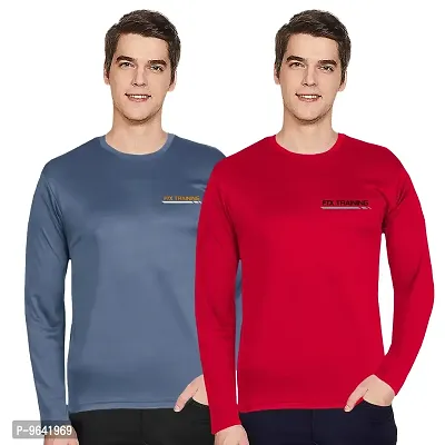 FTX Comfortable Multicoloured Polyester Solid Round Neck Tees For Men Combo Pack Of 2-thumb0