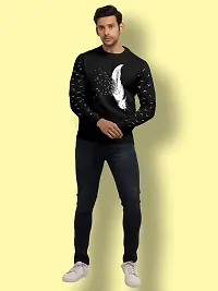 Men Round Neck Cotton Rich Full Sleeve Printed Black T-shirt-thumb3