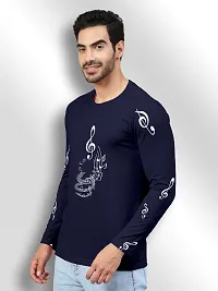 FTX Men Round Neck Cotton Rich Full Sleeve Printed Blue Tshirt-thumb3