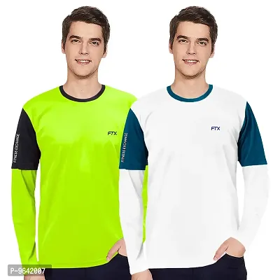 FTX Comfortable Multicoloured Polyester Solid Round Neck Tees For Men Combo Pack Of 2