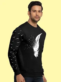 Men Round Neck Cotton Rich Full Sleeve Printed Black T-shirt-thumb2