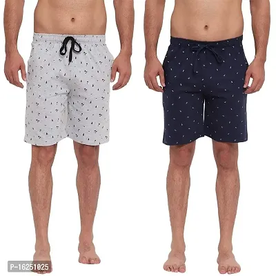 FTX Men's Printed Knitted Cottonpoly Shorts - Pack of 2 (714-4_714-5)