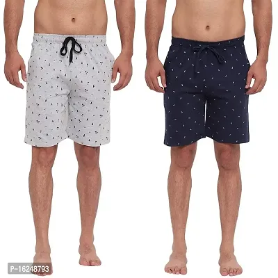 FTX Men's Printed Knitted Cottonpoly Shorts - Pack of 2