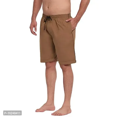 FTX Men's Solid Woven Cotton Shorts - Brown-thumb2