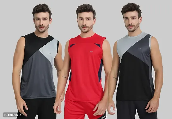 Drifit Mens Solid Roundneck Sleeveless Sports T-Shirt-thumb0