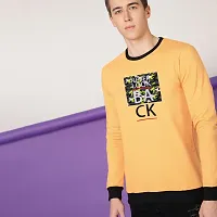 FTX Men Round Neck NEVER LOOK BACK Printed Gold Sweatshirt-thumb2