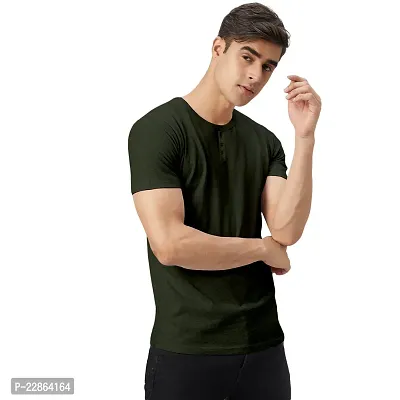 Stylish Green Cotton Blend Tees For Men