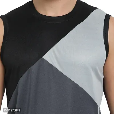 Stylish Multicoloured Polyester Colourblocked Gym Vest For Men Pack Of 3-thumb4