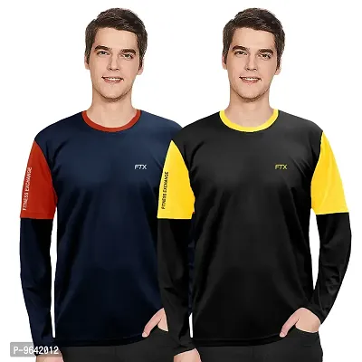 FTX Comfortable Multicoloured Polyester Solid Round Neck Tees For Men Combo Pack Of 2