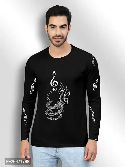 FTX Men Round Neck Cotton Rich Full Sleeve Printed Black Tshirt-thumb0