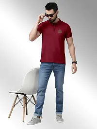 FTX Men Polo Neck Half Sleeve Maroon Tshirt-thumb2