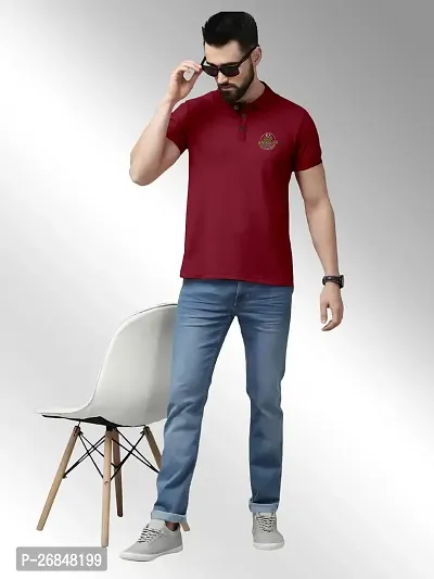 FTX Men Polo Neck Half Sleeve Maroon Tshirt-thumb3