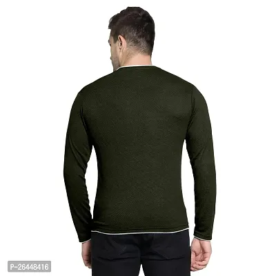 FTX Men Solid Round Neck Full Sleeve Olive Tshirt-thumb2