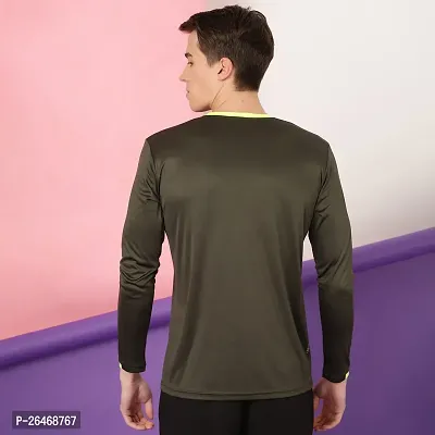 FTX Men Solid Round Neck Full Sleeve Olive Tshirt-thumb2