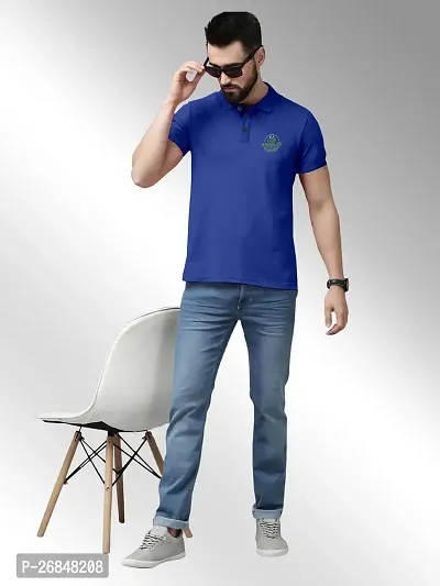 FTX Men Polo Neck Half Sleeve Blue Tshirt-thumb3