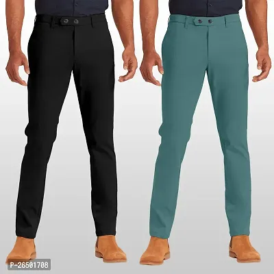 FTX Men Slim Fit Multicolor Casual Trouser Pack Of 2