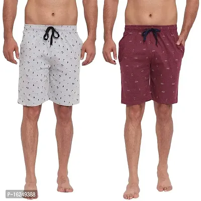 FTX Men's Printed Knitted Cottonpoly Shorts - Pack of 2