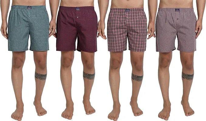 FTX Men's Regular Fit Polycotton Boxers Combo - Pack of 4