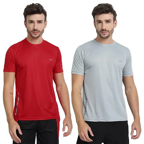 THE YOUTH MANTRA Men's Dri-Fit Round Neck Half Sleeves T-Shirt Combo - Set of 2