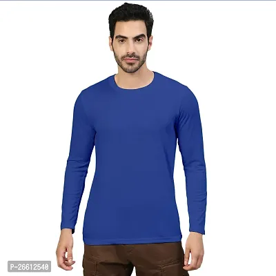 FTX Men Solid Round Neck Full Sleeves Royal Blue Tshirt