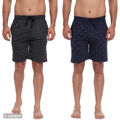 FTX Men's Printed Knitted Cottonpoly Shorts - Pack of 2-thumb0