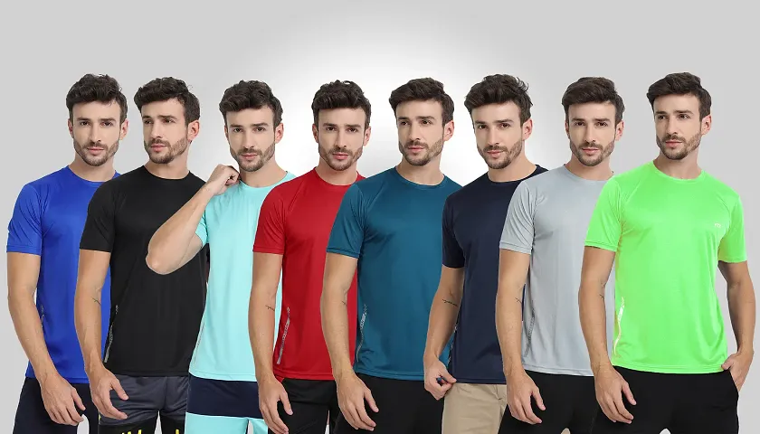 FTX Men Solid Round Neck Half Sleeve Tshirt, Pack of