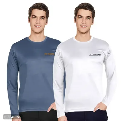 FTX Comfortable Multicoloured Polyester Solid Round Neck Tees For Men Combo Pack Of 2