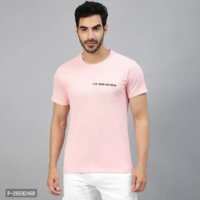 FTX Solid Men Cotton Rich Round Neck Pink Tshirt