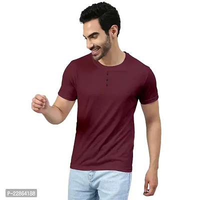 Stylish Maroon Cotton Blend Tees For Men-thumb0