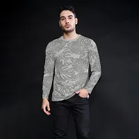 FTX Men Round Neck Floral Print Full Sleeve Grey Tshirt-thumb2