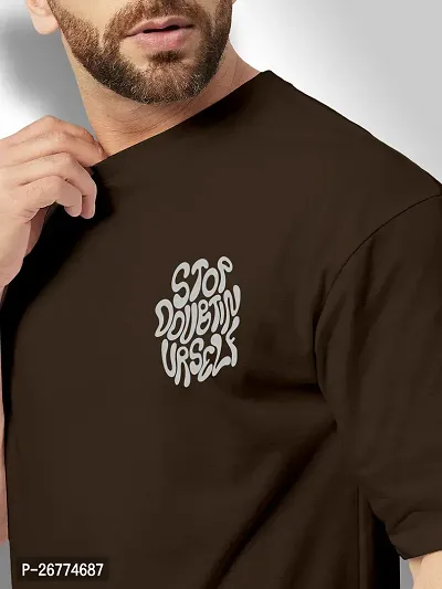 FTX Men Round Neck Oversized Brown Tshirt-thumb3