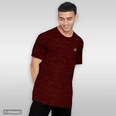 FTX Men Solid Round Neck Half Sleeve Red Tshirt-thumb3