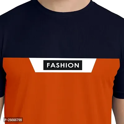 FTX Men Round Neck Cut  Sew Half Sleeve Orange Tshirt-thumb3