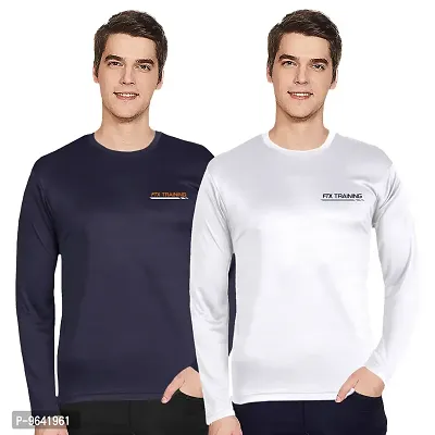 FTX Comfortable Multicoloured Polyester Solid Round Neck Tees For Men Combo Pack Of 2-thumb0