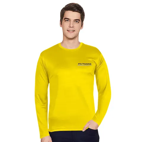 Polyester Solid Round Neck Full Sleeves T-Shirt For Men