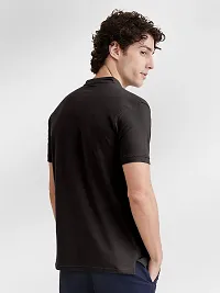 FTX Men Mandarin Collar Half Sleeve Black Polo Tshirt-thumb1