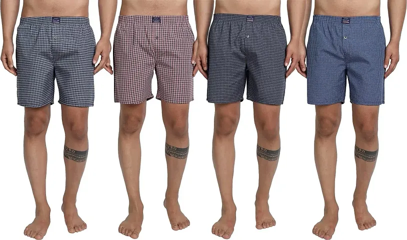 FTX Men's Regular Fit Polycotton Boxers Combo - Pack of 4
