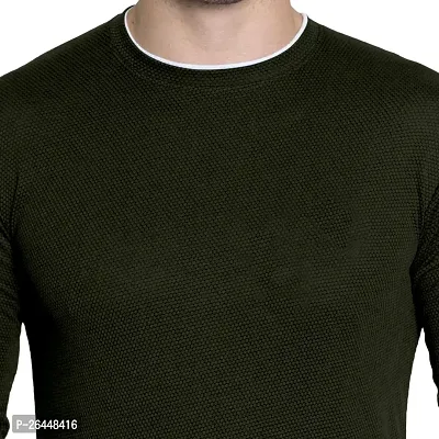 FTX Men Solid Round Neck Full Sleeve Olive Tshirt-thumb3