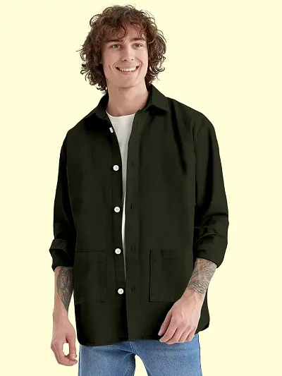 FTX Men Solid Oversized Full Sleeve Shirt