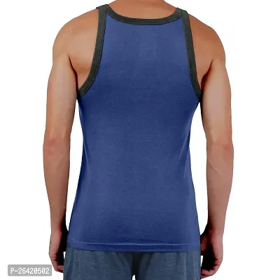 FTX Men Solid Cotton Rich Blue Vest-thumb2