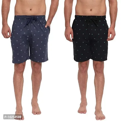 FTX Men's Printed Knitted Cottonpoly Shorts - Pack of 2