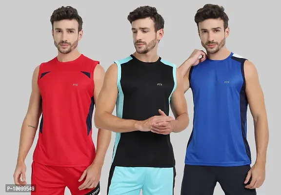 Drifit Mens Solid Roundneck Sleeveless Sports T-Shirt