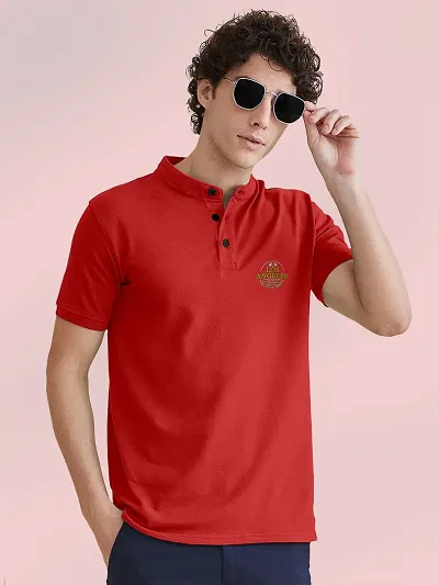 Reliable FTX Men Mandarin Collar Half Sleeves Polo T-shirts