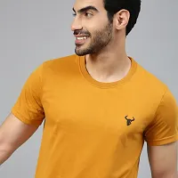 FTX Solid Men Cotton Rich Round Neck Yellow Tshirt-thumb2