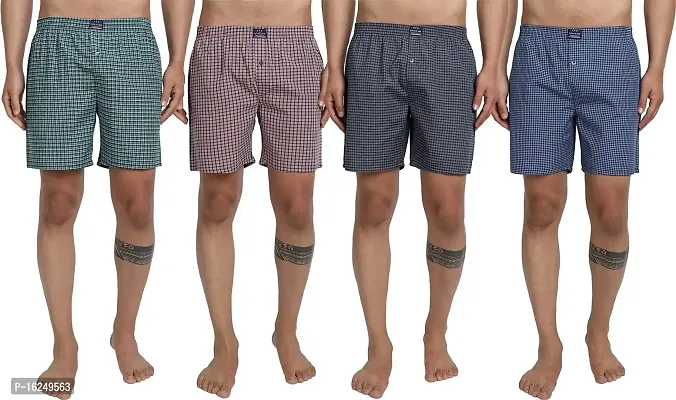 FTX Men's Regular Fit Polycotton Boxers Combo - Pack of 4-thumb0